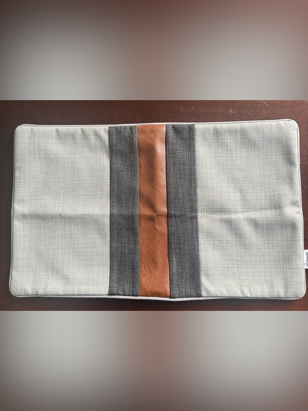 NWOT Pillow Cover with Brown Leather Accent